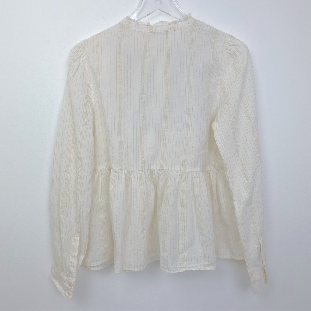 Anthropologie Cream Embroidered Peplum Blouse - Picture 11 of 11